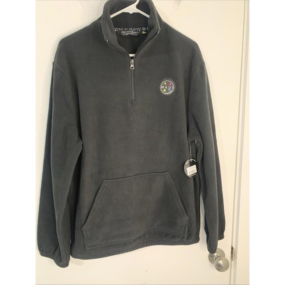 NWT Maui & Sons 1/4 Zip Polar Fleece Jacket Blk Medium Surf shop favorite‎ Comfy